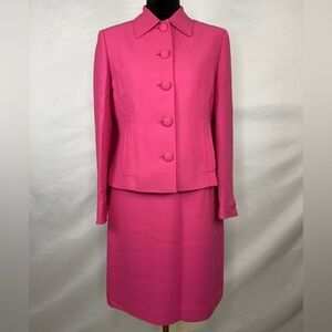 Vintage Petite Sophisticate Hot Pink Blazer Skirt Suit Set